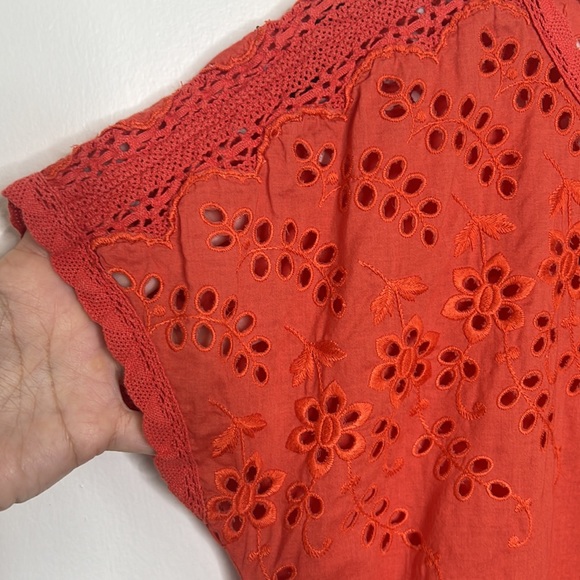 Madewell Size 4 Coral Eyelet Dress - Picture 6 of 9